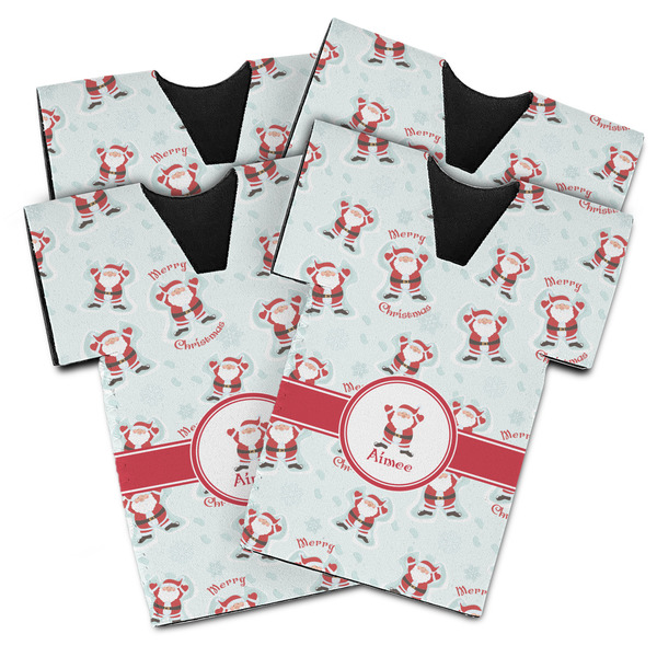 Santa Clause Making Snow Angels Jersey Bottle Cooler - Set of 4 - MAIN (flat)