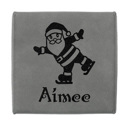Santa Clause Making Snow Angels Jewelry Gift Box - Engraved Leather Lid (Personalized)