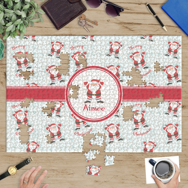 Santa Clause Making Snow Angels Jigsaw Puzzle 1014 Piece - In Context