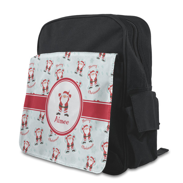 Custom Santa Clause Making Snow Angels Preschool Backpack (Personalized)