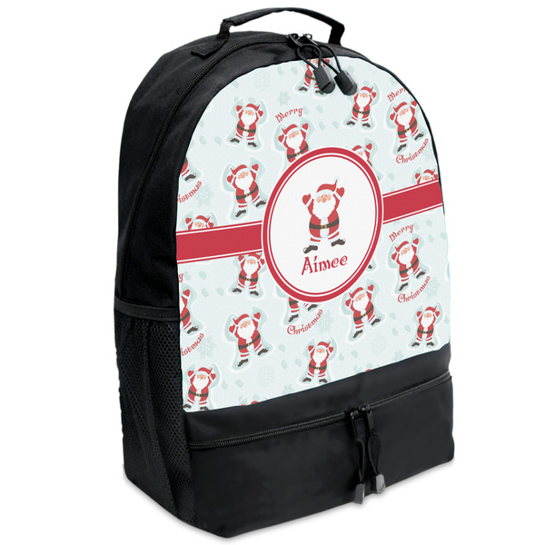Custom Santa Clause Making Snow Angels Backpacks - Black (Personalized)
