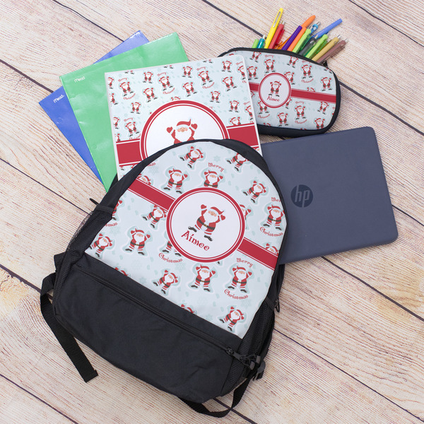 Santa Clause Making Snow Angels Large Backpack - Black - With Stuff