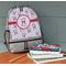 Santa Clause Making Snow Angels Large Backpack - Gray - On Desk