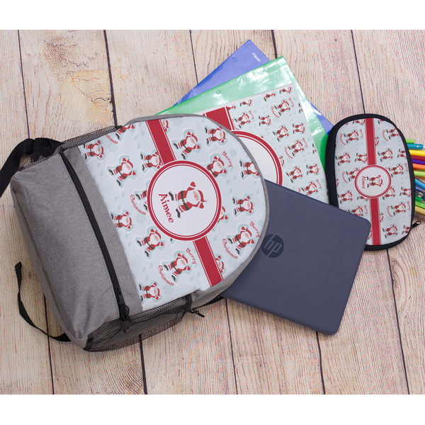 Santa Clause Making Snow Angels Large Backpack - Gray - With Stuff