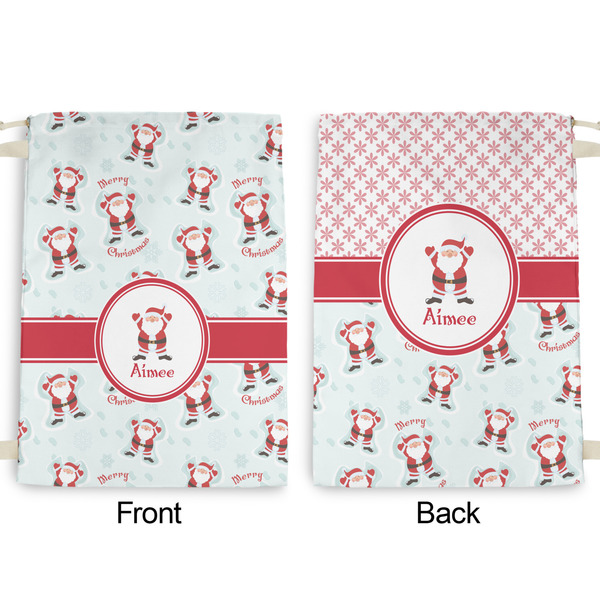 Santa Clause Making Snow Angels Large Laundry Bag - Front & Back View