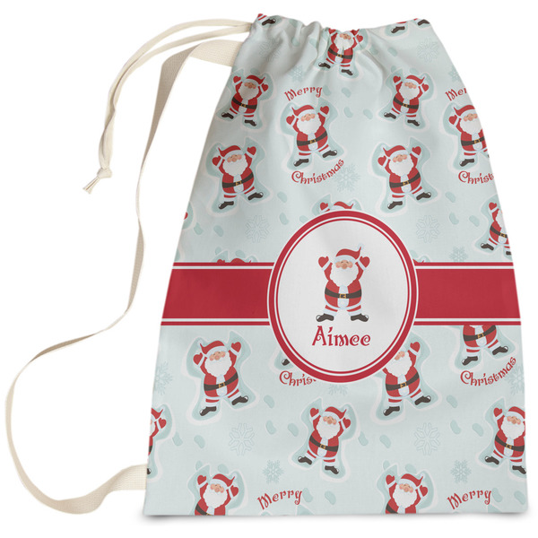 Custom Santa Clause Making Snow Angels Laundry Bag (Personalized)