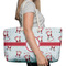 Santa Clause Making Snow Angels Large Rope Tote Bag - In Context View