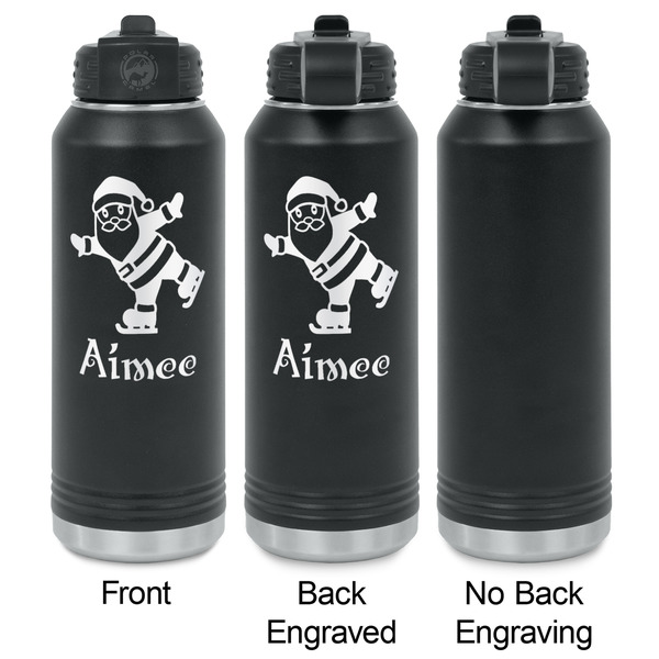 Santa Clause Making Snow Angels Laser Engraved Water Bottles - 2 Styles - Front & Back View