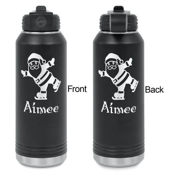 Santa Clause Making Snow Angels Laser Engraved Water Bottles - Front & Back Engraving - Front & Back View
