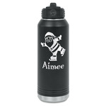 Santa Clause Making Snow Angels Water Bottle - Laser Engraved - Front (Personalized)