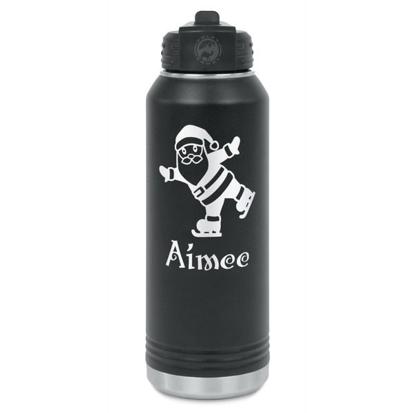 Custom Santa Clause Making Snow Angels Water Bottles - Laser Engraved - Front & Back (Personalized)