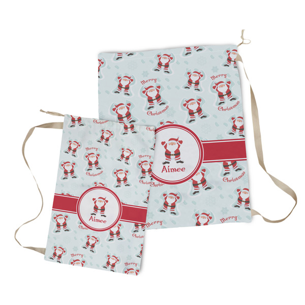 Santa Clause Making Snow Angels Laundry Bag - Both Bags