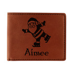 Santa Clause Making Snow Angels Leatherette Bifold Wallet (Personalized)