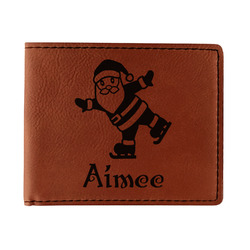 Santa Clause Making Snow Angels Leatherette Bifold Wallet - Double Sided (Personalized)