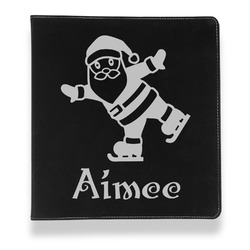 Santa Clause Making Snow Angels Leather Binder - 1" - Black (Personalized)