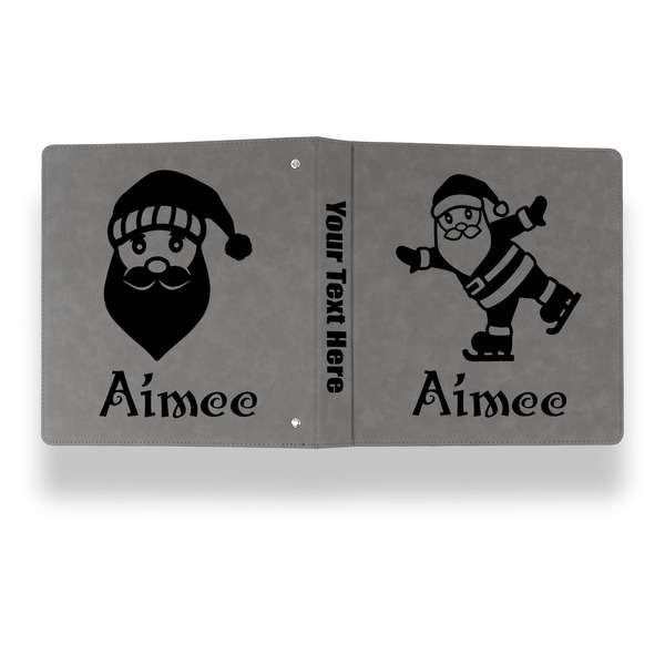 Santa Clause Making Snow Angels Leather Binder - 1" - Grey - Back Spine Front View