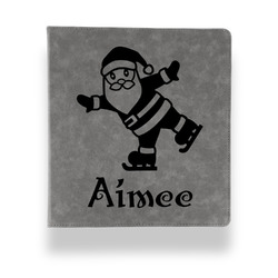 Santa Clause Making Snow Angels Leather Binder - 1" - Grey (Personalized)