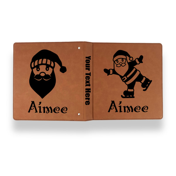 Santa Clause Making Snow Angels Leather Binder - 1" - Rawhide - Back Spine Front View