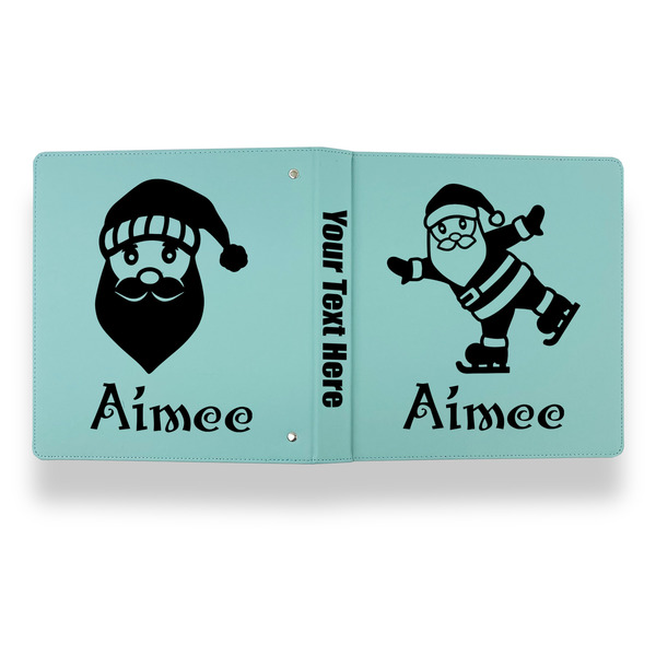 Santa Clause Making Snow Angels Leather Binder - 1" - Teal - Back Spine Front View