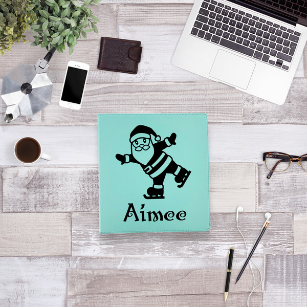 Santa Clause Making Snow Angels Leather Binder - 1" - Teal - Lifestyle View