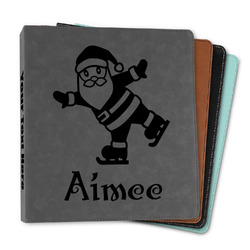 Santa Clause Making Snow Angels Leather Binder - 1" (Personalized)