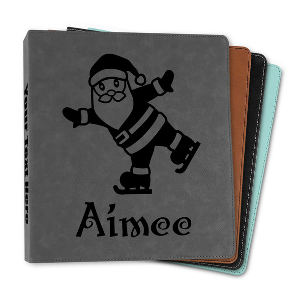 Custom Santa Clause Making Snow Angels Leather Binder - 1" (Personalized)
