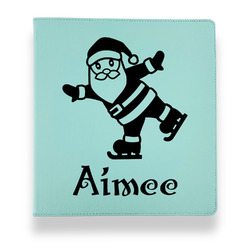 Santa Clause Making Snow Angels Leather Binder - 1" - Teal (Personalized)