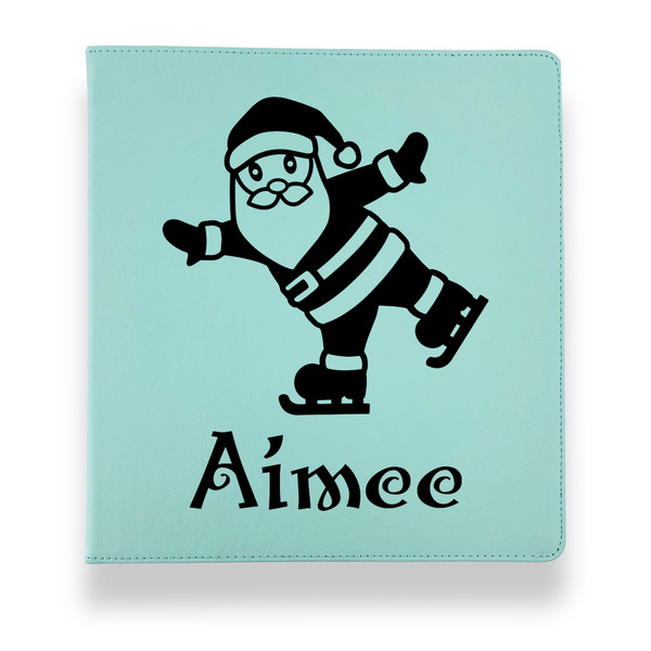 Custom Santa Clause Making Snow Angels Leather Binder - 1" - Teal (Personalized)