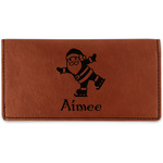 Santa Clause Making Snow Angels Leatherette Checkbook Holder - Double Sided (Personalized)