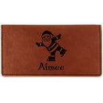 Santa Clause Making Snow Angels Leatherette Checkbook Holder (Personalized)