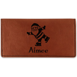 Santa Clause Making Snow Angels Leatherette Checkbook Holder (Personalized)