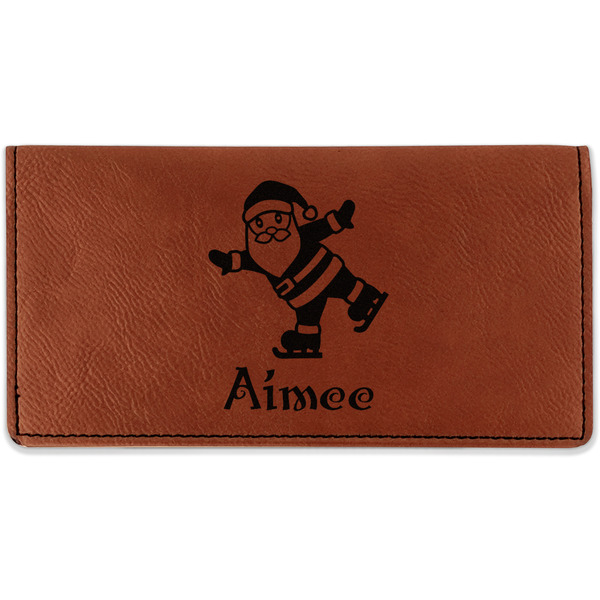 Custom Santa Clause Making Snow Angels Leatherette Checkbook Holder (Personalized)