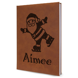 Santa Clause Making Snow Angels Leather Sketchbook (Personalized)