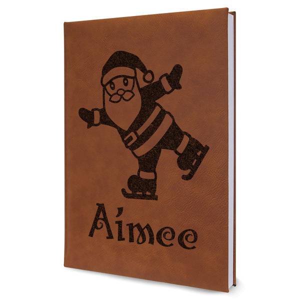 Custom Santa Clause Making Snow Angels Leather Sketchbook (Personalized)