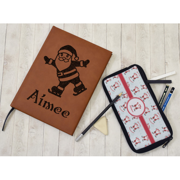 Santa Clause Making Snow Angels Leather Sketchbook - Large - Double Sided - In Context