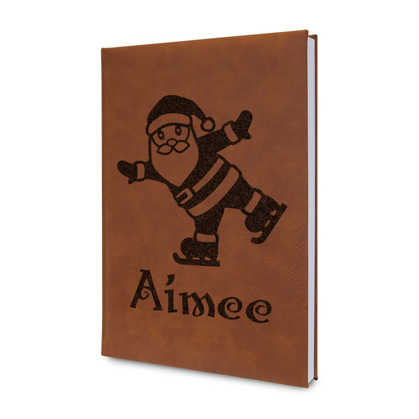 Custom Santa Clause Making Snow Angels Leather Sketchbook - Small - Double Sided (Personalized)