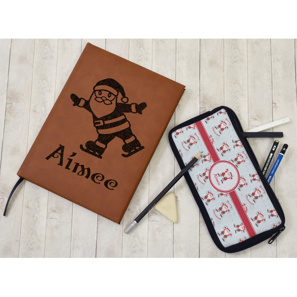 Santa Clause Making Snow Angels Leather Sketchbook - Small - Single Sided - In Context
