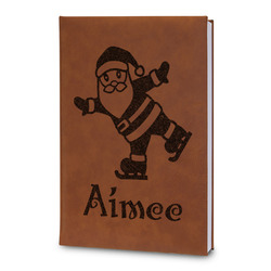 Santa Clause Making Snow Angels Leatherette Journal - Large - Double Sided (Personalized)