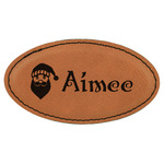 Santa Clause Making Snow Angels Leatherette Oval Name Badge with Magnet (Personalized)