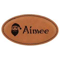 Santa Clause Making Snow Angels Leatherette Oval Name Badge with Magnet (Personalized)