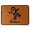 Santa Clause Making Snow Angels Faux Leather Iron On Patch - Rectangle (Personalized)