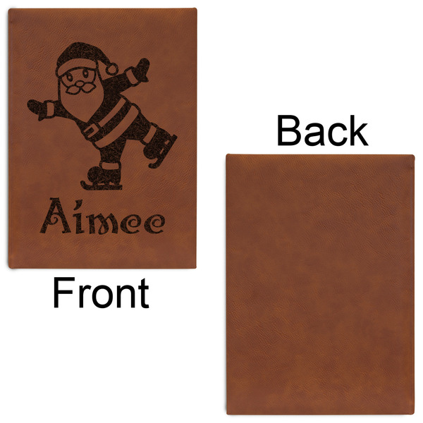 Santa Clause Making Snow Angels Leatherette Sketchbooks - Large - Single Sided - Front & Back View