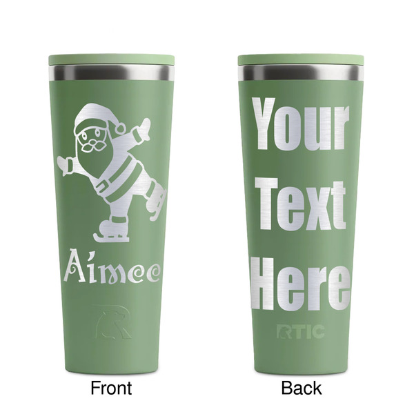 Santa Clause Making Snow Angels Light Green RTIC Everyday Tumbler - 28 oz. - Front and Back