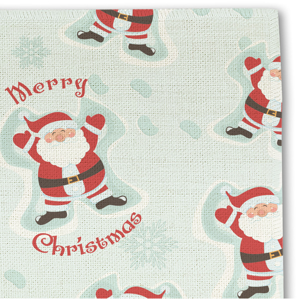 Santa Clause Making Snow Angels Linen Placemat - DETAIL