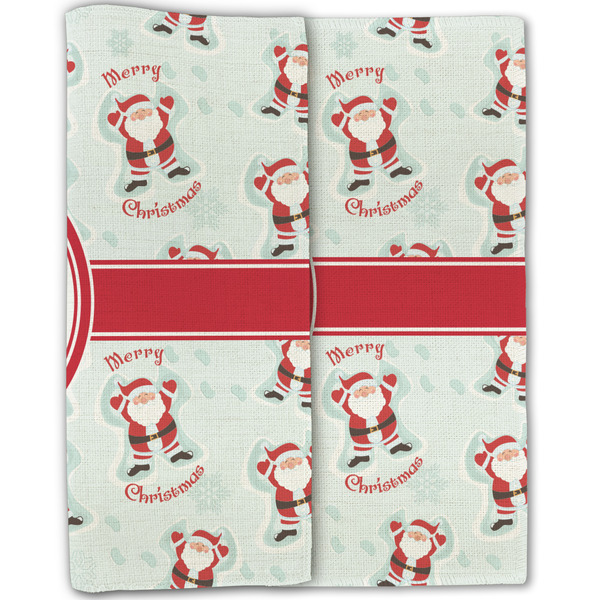 Santa Clause Making Snow Angels Linen Placemat - Folded Half (double sided)