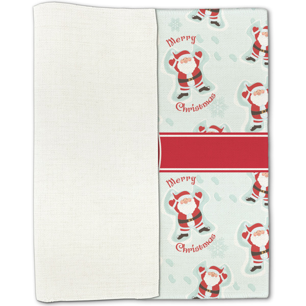 Santa Clause Making Snow Angels Linen Placemat - Folded Half