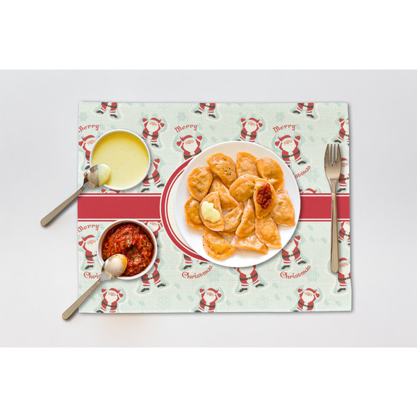 Santa Clause Making Snow Angels Linen Placemat - Lifestyle (single)