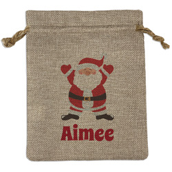 Santa Clause Making Snow Angels Burlap Gift Bag (Personalized)