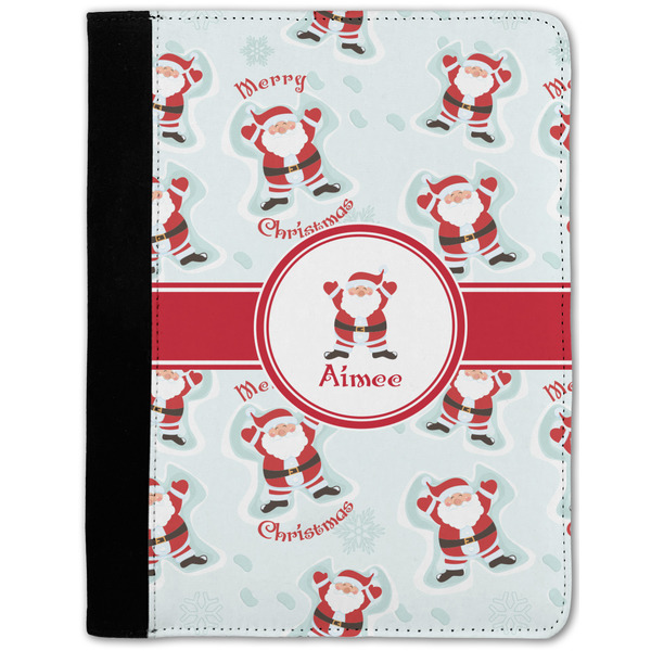 Custom Santa Clause Making Snow Angels Notebook Padfolio w/ Name or Text