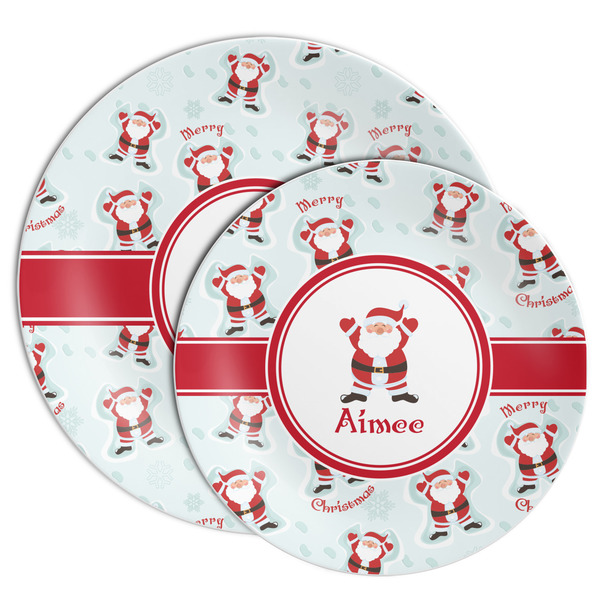 Santa Clause Making Snow Angels Melamine Plates - PARENT/MAIN